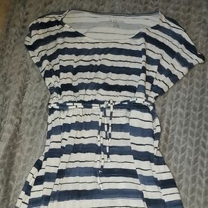 Maternity dress, striped blue white, size small